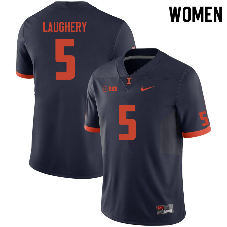 Women #5 Aidan Laughery Illinois Fighting Illini College Football Jerseys Sale-Navy